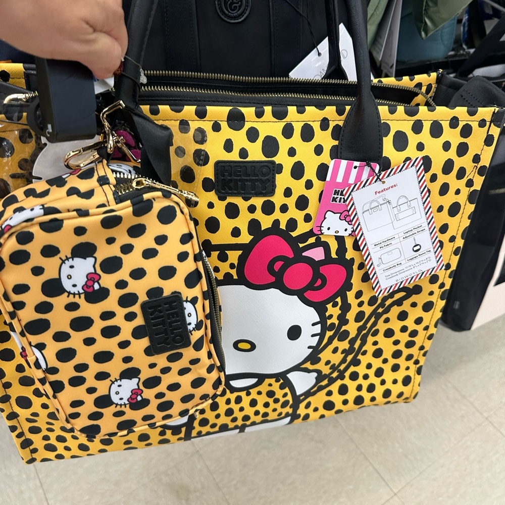 Hello Kitty Cheetah Print Travel Tote Bag 3 PCS
